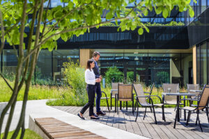 Green design around New Work Neopark in Warsaw